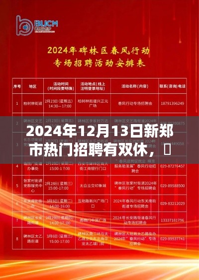 新郑市热门招聘推荐,2024年12月13日双休工作一览与产品评测