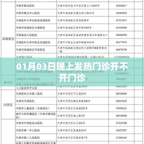 01月03日晚发热门诊运营情况,门诊开放与否?