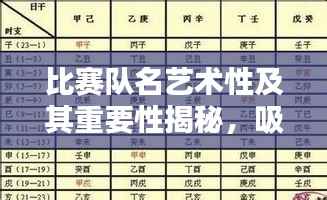 比赛队名艺术性及其重要性揭秘,吸引眼球的命名策略